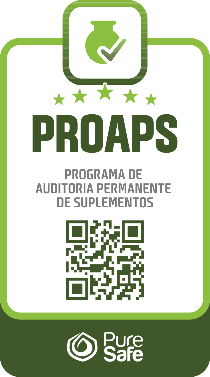 Selo PROAPS: Programa de Auditoria Permanente de Suplementos, com QR Code de verificação