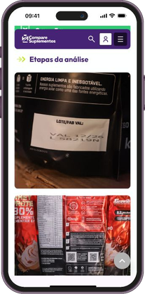 Tela com registros fotográficos das etapas da análise